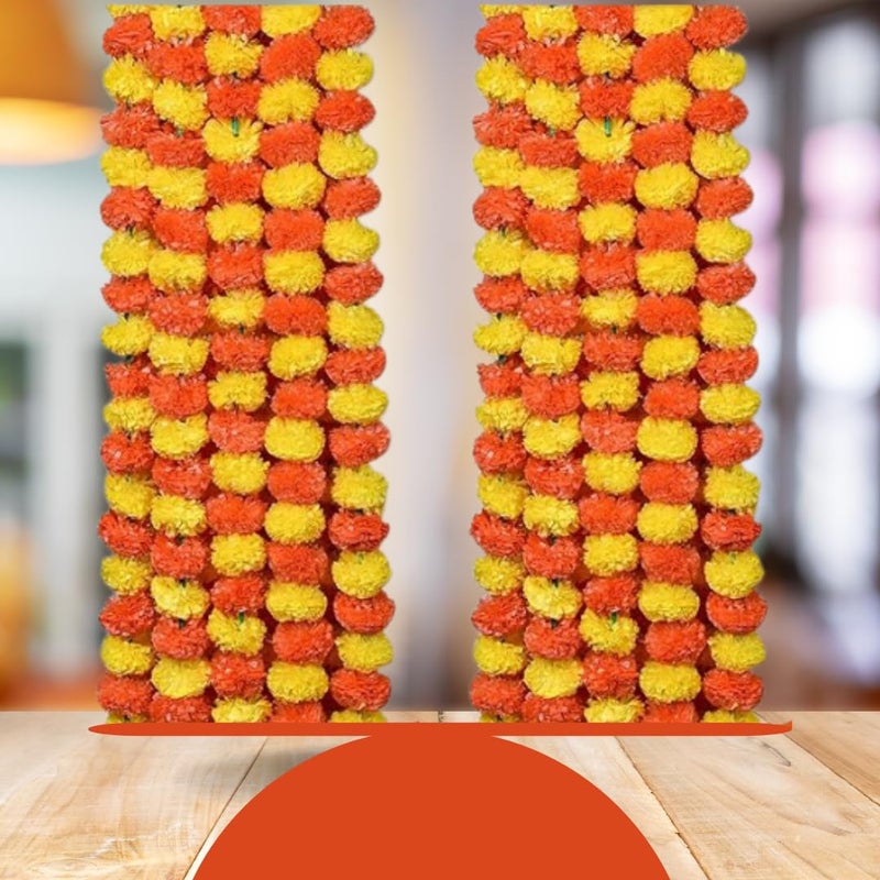 Elite Roots Elite Artificial Marigold Flowers for Decoration Garlands for Festivals Artificial Flowers Toran Decoration Toran Genda Phool for WeddingFestivals 5 Feet Long 10 Strings - Image 1