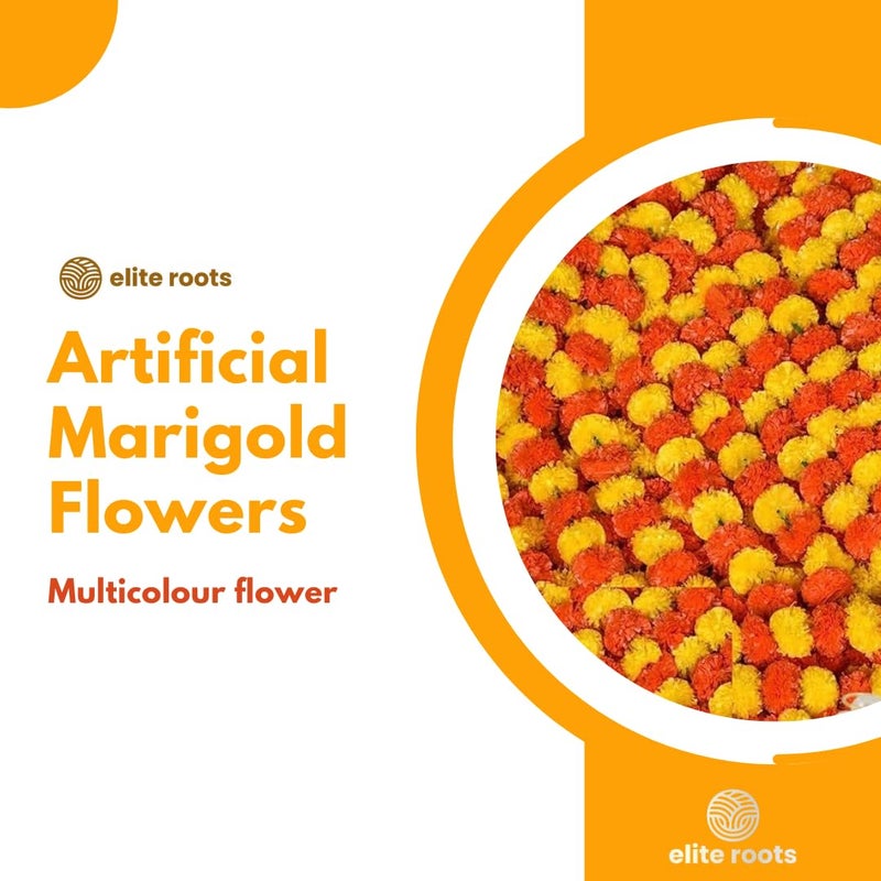 Elite Roots Elite Artificial Marigold Flowers for Decoration Garlands for Festivals Artificial Flowers Toran Decoration Toran Genda Phool for WeddingFestivals 5 Feet Long 10 Strings - Image 2