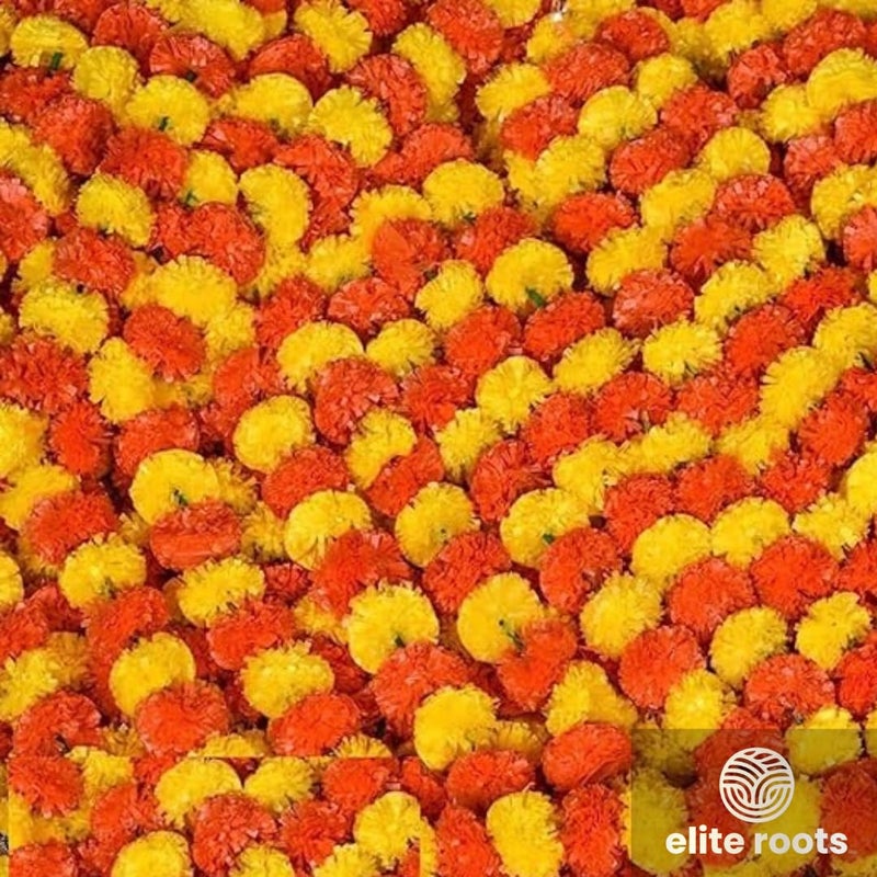 Elite Roots Elite Artificial Marigold Flowers for Decoration Garlands for Festivals Artificial Flowers Toran Decoration Toran Genda Phool for WeddingFestivals 5 Feet Long 10 Strings - Image 3