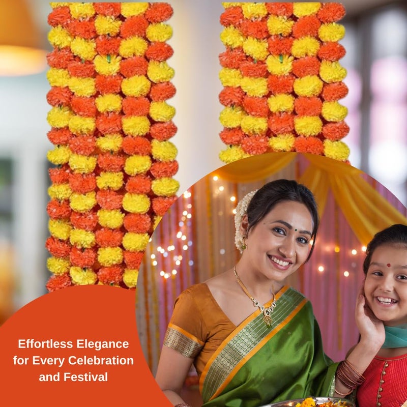 Elite Roots Elite Artificial Marigold Flowers for Decoration Garlands for Festivals Artificial Flowers Toran Decoration Toran Genda Phool for WeddingFestivals 5 Feet Long 10 Strings - Image 4