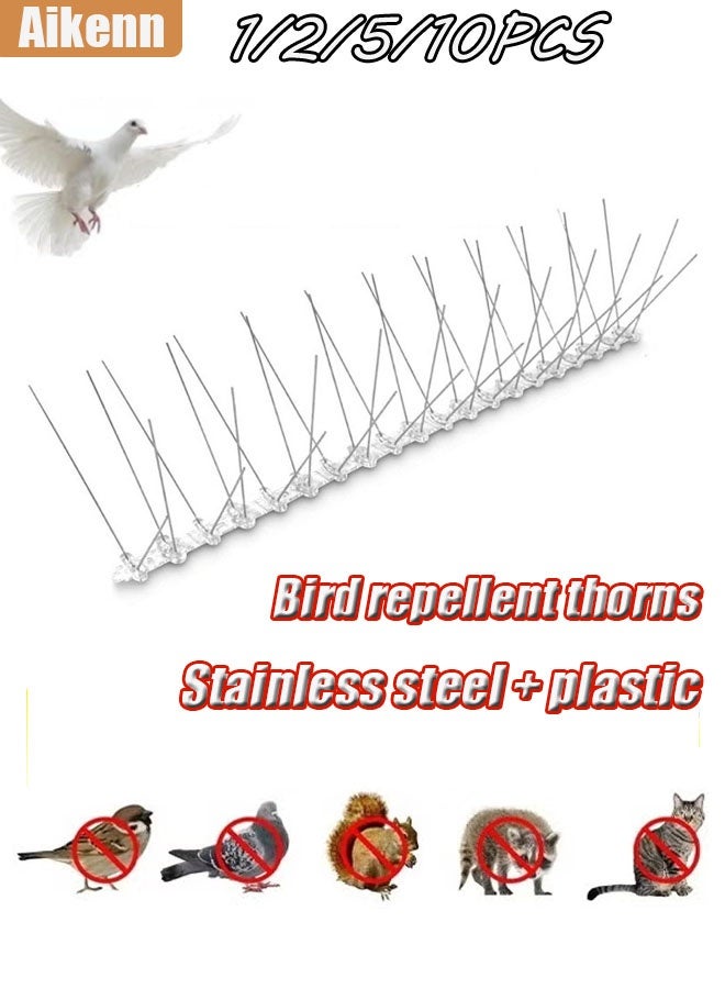 Aikenn 1/2/5/10 PCS Bird Spikes, Thorns For Small Bird and Squirrels Silver 50centimeter Bird Devices Outdoor of Stainless Steel for Fence Windowsill Roof  - Image 1