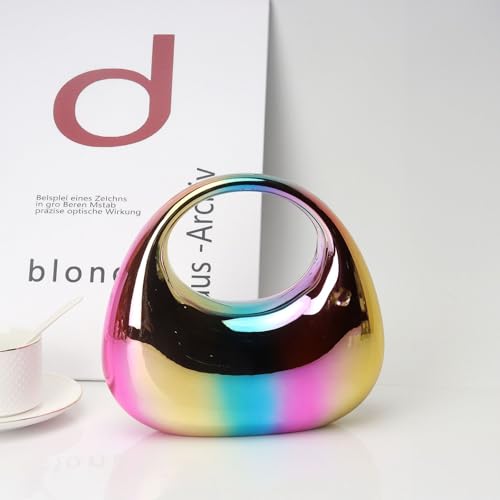 DOSYSO Moon Clutch Purse Acrylic Evening Handbag for Women Crossbody Sling Bags with Detachable Chain Strap Glossy Stylish Latest Ladies Girls Small Size Cute Wallet Party Wedding Gift item (Rainbow) - Image 4