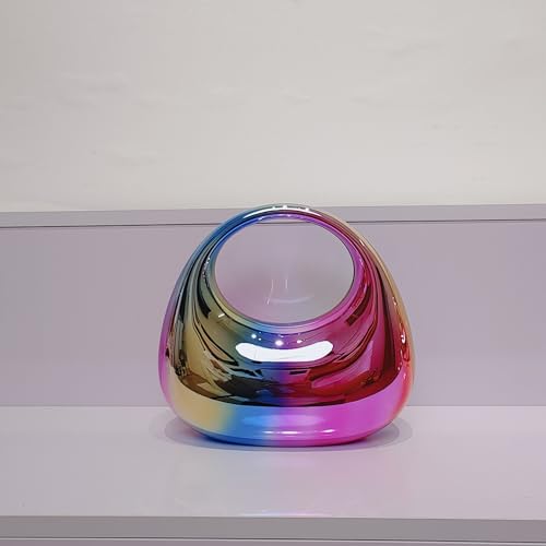 DOSYSO Moon Clutch Purse Acrylic Evening Handbag for Women Crossbody Sling Bags with Detachable Chain Strap Glossy Stylish Latest Ladies Girls Small Size Cute Wallet Party Wedding Gift item (Rainbow) - Image 3
