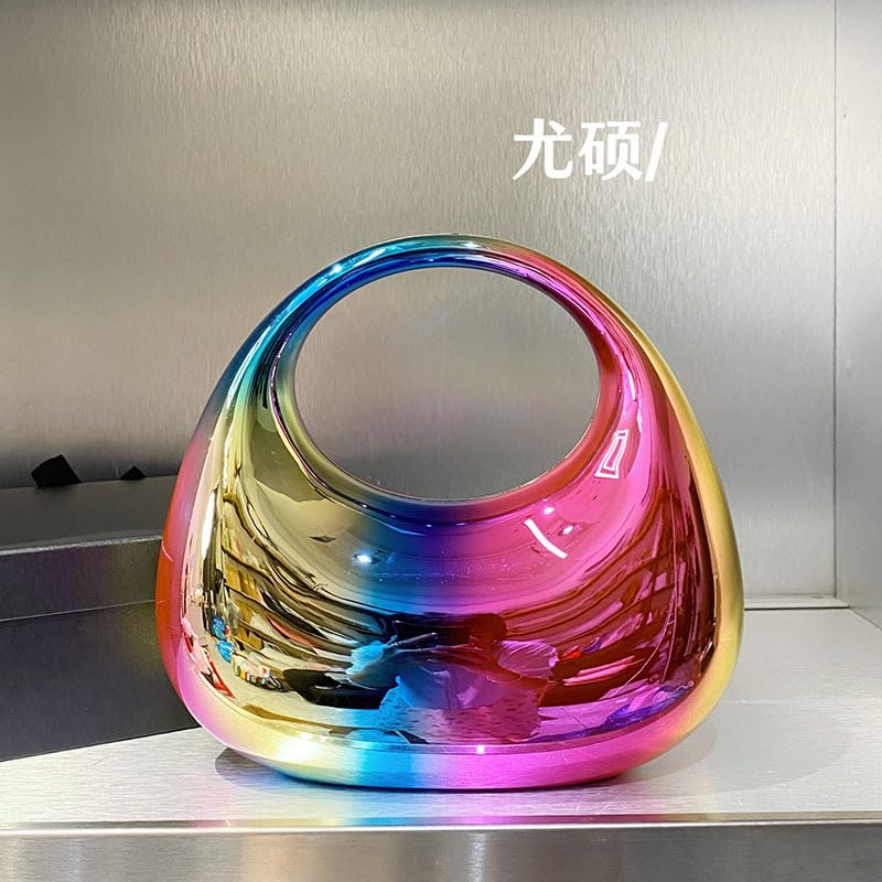 DOSYSO Moon Clutch Purse Acrylic Evening Handbag for Women Crossbody Sling Bags with Detachable Chain Strap Glossy Stylish Latest Ladies Girls Small Size Cute Wallet Party Wedding Gift item (Rainbow) - Image 5
