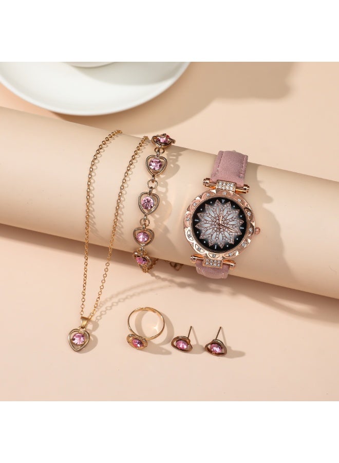 8 in 1 Smart Watch with Health Fitness Record, A58 Plus Smart Watch for Women, Chargable Smart Watch, Sports Watch, Luxury Diamond Jewelry Set with Bluetooth, Suitable for Women, Rose Gold  - Image 4