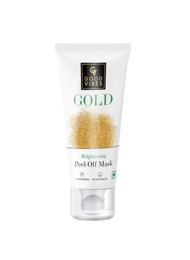 Good Vibes Gold Brightening Peel Off Mask, 50 g Deep Pore Cleansing Peel-Off Face Mask For All Skin Types, Anti-Bacterial & Helps Remove Acne, No Parabens, Sulphates & Mineral Oils - Image 1