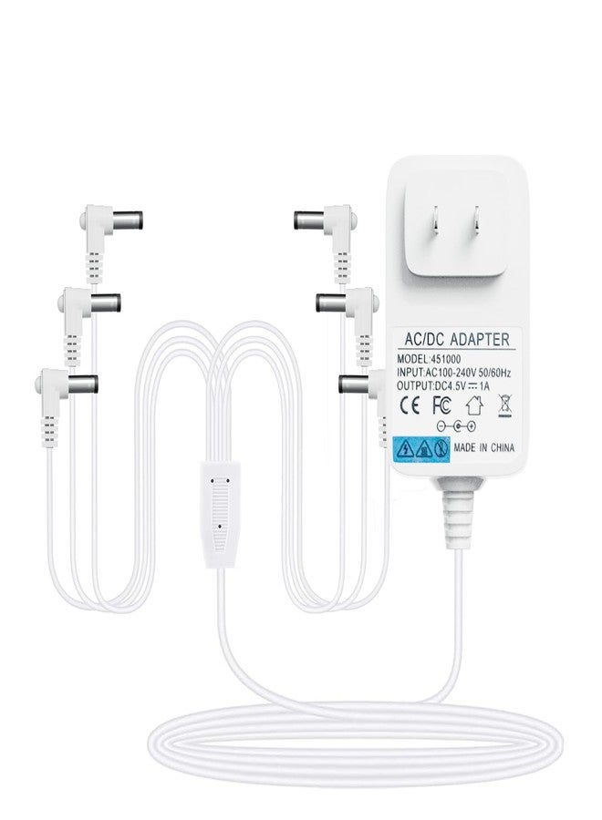nvmw 4.5V AC/DC White Power Adapter for Lemax Lighted Village Accessory,Compatible with Lemax#94563 94564 74707 74295 84428 94565 94566 94527 for Christmas Micro Lighting Building Decoration(6 Head Output) - Image 1