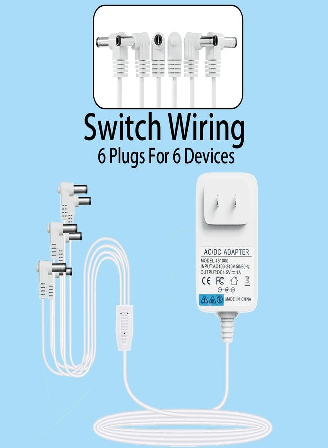 nvmw 4.5V AC/DC White Power Adapter for Lemax Lighted Village Accessory,Compatible with Lemax#94563 94564 74707 74295 84428 94565 94566 94527 for Christmas Micro Lighting Building Decoration(6 Head Output) - Image 3