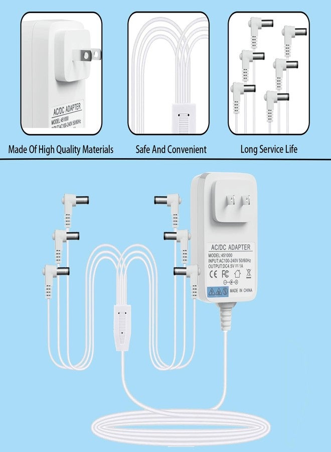 nvmw 4.5V AC/DC White Power Adapter for Lemax Lighted Village Accessory,Compatible with Lemax#94563 94564 74707 74295 84428 94565 94566 94527 for Christmas Micro Lighting Building Decoration(6 Head Output) - Image 2