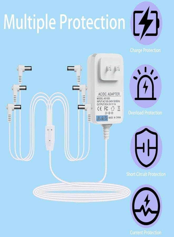 nvmw 4.5V AC/DC White Power Adapter for Lemax Lighted Village Accessory,Compatible with Lemax#94563 94564 74707 74295 84428 94565 94566 94527 for Christmas Micro Lighting Building Decoration(6 Head Output) - Image 4