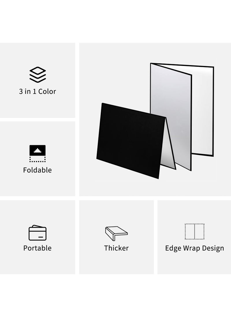 Meking Meking 3 in 1 Photography Reflector Cardboard, 12 x 8 inch Folding Light Diffuser Board for Still Life, Product and Food Photo Shooting - Black, Silver and White, 2 Pack  - Image 2