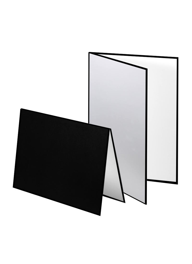 Meking Meking 3 in 1 Photography Reflector Cardboard, 12 x 8 inch Folding Light Diffuser Board for Still Life, Product and Food Photo Shooting - Black, Silver and White, 2 Pack  - Image 1