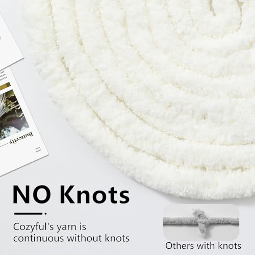 Cozyful Chunky Yarn for Hand Knitting - #10 Chunky Chenille Yarn, Jumbo Big Thick Chunky Yarns for Crocheting, Super Bulky Chunky Knit Blanket Yarns, 8 Skein (22yd, 8oz/Skein), Cream&Sage&Khaki&Grey - Image 4