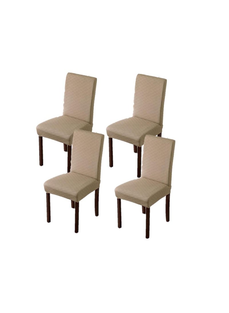 Bluejw طقم غطاء كرسي طعام مكون من 4 قطع باللون البني - Image 1