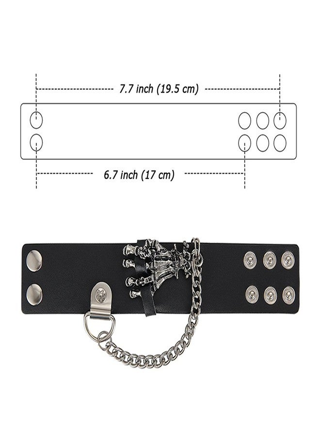 Aroncent 3PCS Spike Studded Bracelet Rock Biker Wide Strap Bracelet Set Adjustable Spiked Leather Cuff Bracelet Goth Punk Accessories Valentines Day Halloween for Men Women - Image 5