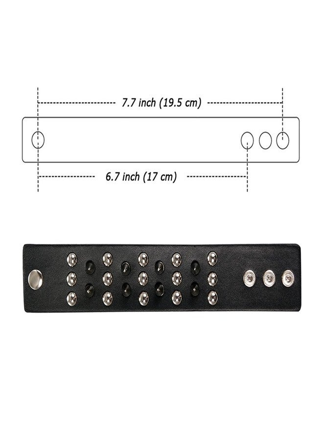 Aroncent 3PCS Spike Studded Bracelet Rock Biker Wide Strap Bracelet Set Adjustable Spiked Leather Cuff Bracelet Goth Punk Accessories Valentines Day Halloween for Men Women - Image 4