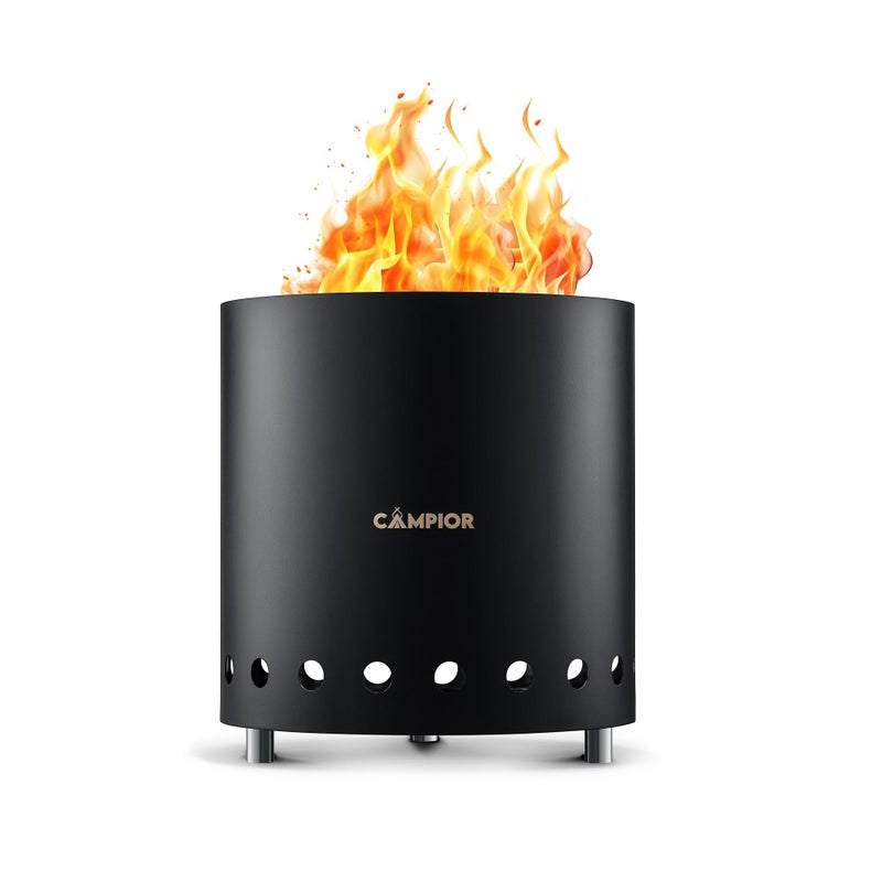 CAMPIOR Wood Burning Fire Pit Stove with Black Exterior Smokeless Outdoor Stove for Efficient Wood Fires Camping and Gatherings Stainless Steel with Removable Ash Pan Stand and Carry Bag - Image 2