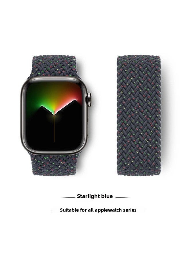 Loquat 【official】 For Apple Watch8 Strap Single Loop Woven Rainbow S7 Generation For Apple Watch Strap Iwa-Color:Starlight Suilan-38/40/41mm Dial S Size 【06  - Image 1