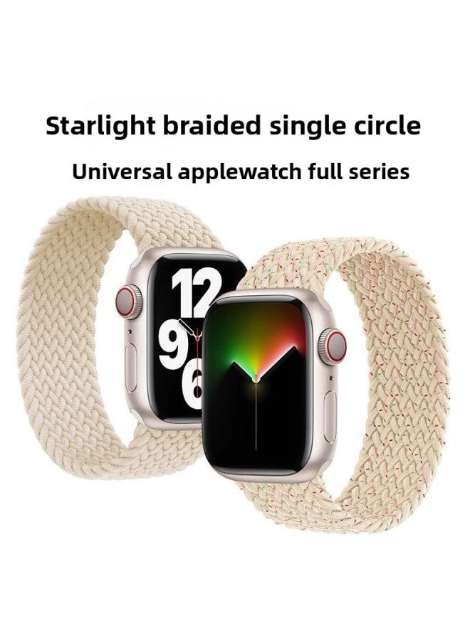 Loquat 【official】 For Apple Watch8 Strap Single Loop Woven Rainbow S7 Generation For Apple Watch Strap Iwa-Color:Starlight Suilan-38/40/41mm Dial S Size 【06  - Image 3
