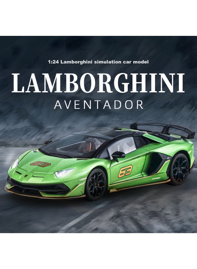Black Mamba Lamborghini Aventador 1：18 Green Sports Car Die-cast Alloy Children's Car Model Toy Collectible Display Piece - Image 1