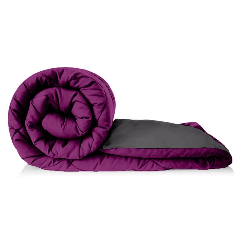 TUNDWAL'S TUNDWALS Microfiber Reversible Solid Extra Comfort Soft ComforterBlanket Single Bed 210 GSM Quilt Purple Grey 1 Piece - Image 3