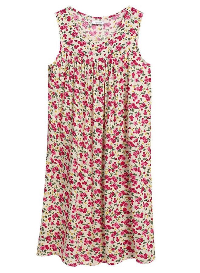 POGTMM POGT Misses Womens Floral Lounge House Dress Print Sundress Sleeveless Shift Dress (S, 1) - Image 2