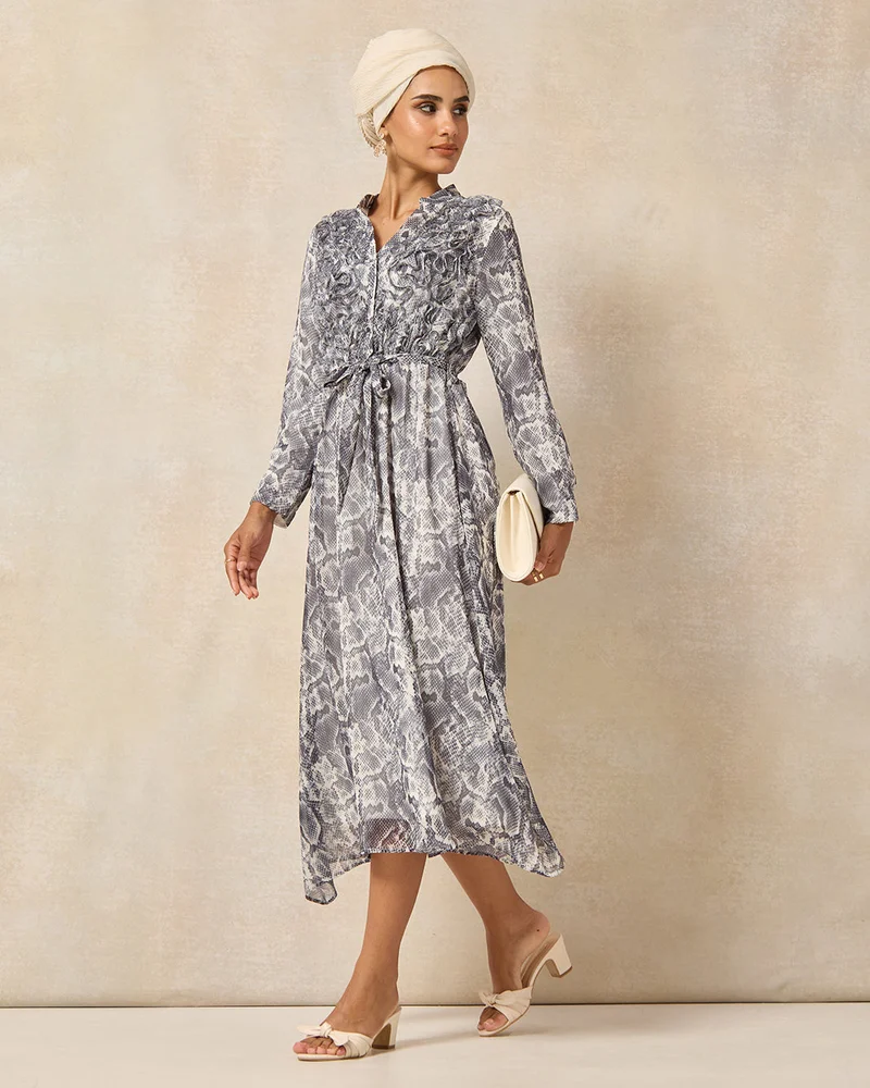 REDTAG Women Multicolor Printed Ruffle Dress