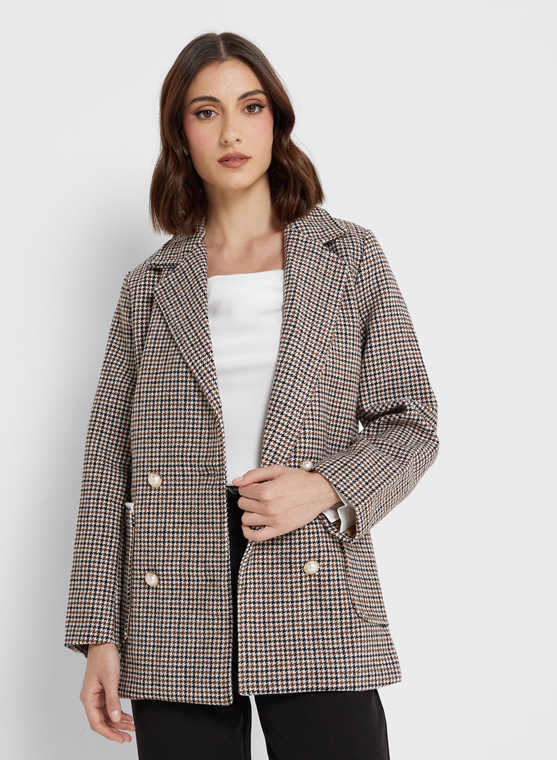 ELLA Check Print Blazer  - Image 1