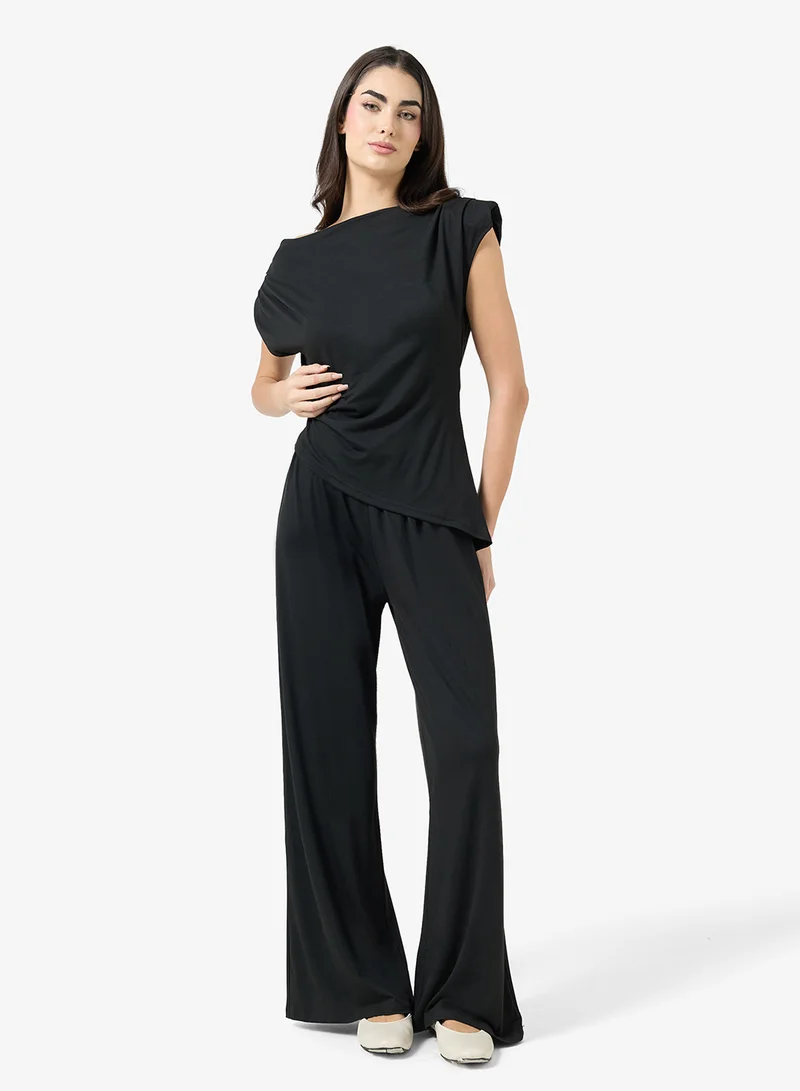 Ginger Basics Assymetric Comfy Longline Top & Straight Fit Pant Lounge Set