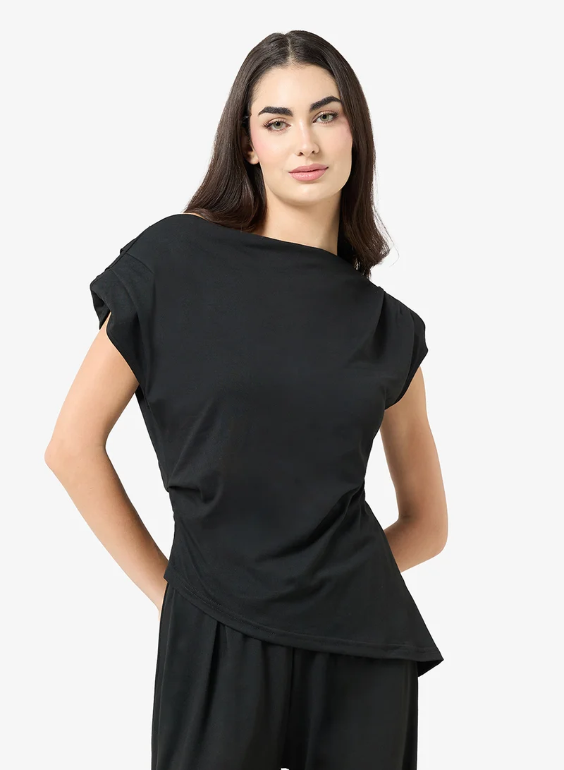 Ginger Basics  Assymetric Comfy Longline Top & Straight Fit Pant Lounge Set for Women | Best Price UAE