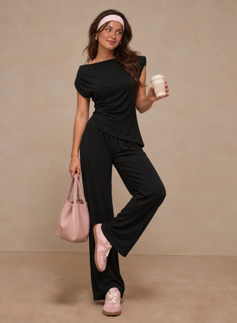 Ginger Basics Assymetric Comfy Longline Top & Straight Fit Pant Lounge Set