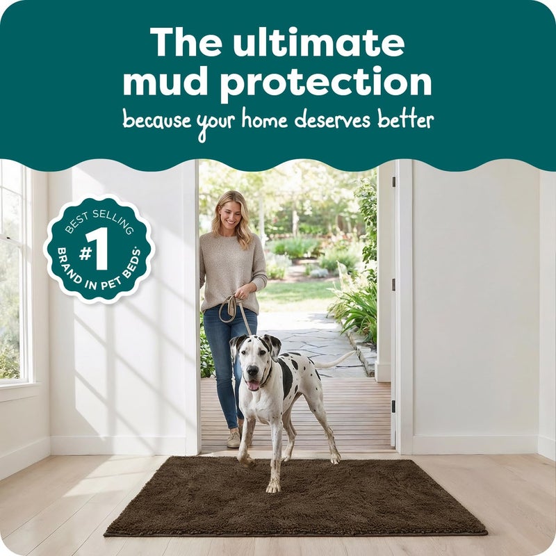Furhaven Pet Dog Mat | Muddy Paws Absorbent Chenille Shammy Bath Towel & Food Mat Rug for Dogs & Cats, Mud (Brown), Jumbo Plus - Image 2