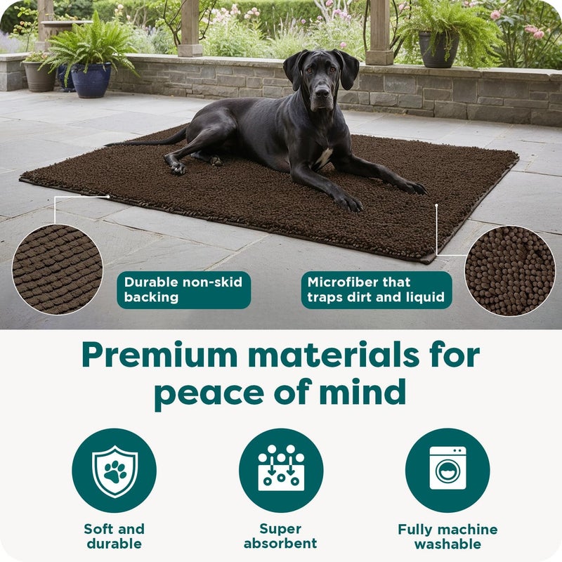 Furhaven Pet Dog Mat | Muddy Paws Absorbent Chenille Shammy Bath Towel & Food Mat Rug for Dogs & Cats, Mud (Brown), Jumbo Plus - Image 5