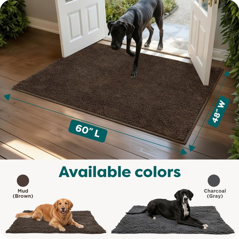 Furhaven Pet Dog Mat | Muddy Paws Absorbent Chenille Shammy Bath Towel & Food Mat Rug for Dogs & Cats, Mud (Brown), Jumbo Plus - Image 3