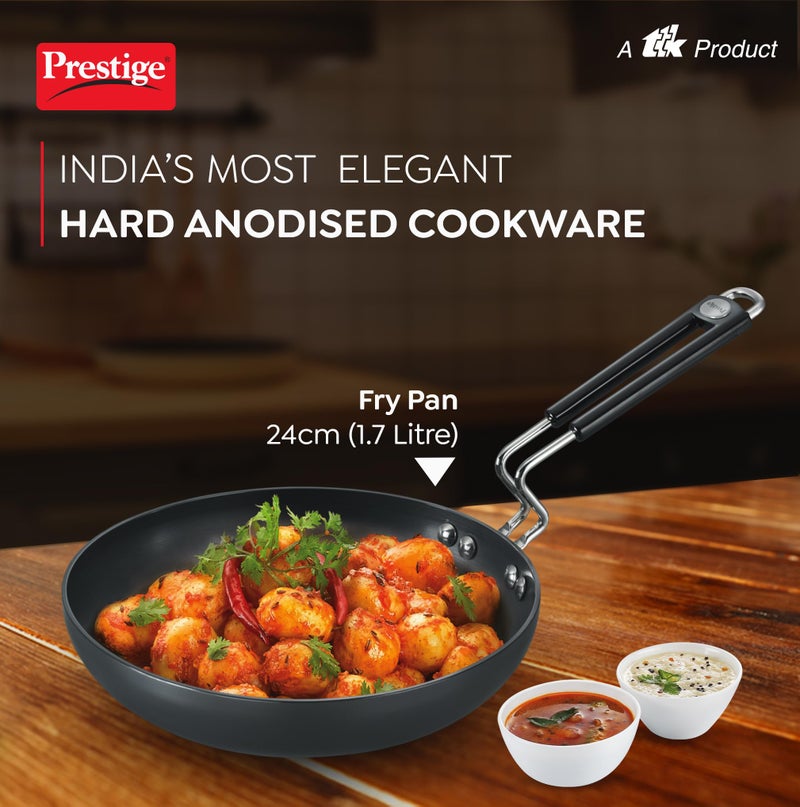 Prestige Aluminium Hard Anodised Fry Pan, 24 cm, Black - Image 2