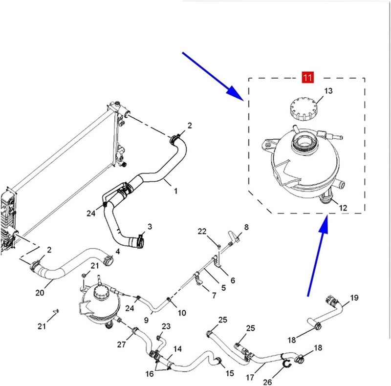 Compatible For SAIC MG RX5 RX5PLUS RX5MAX HS GS Radiator Expansion Tank Assembly Tank Pair Kettle Coolant Antifreeze Pot Original 10329045(Expansion pot) - Image 3