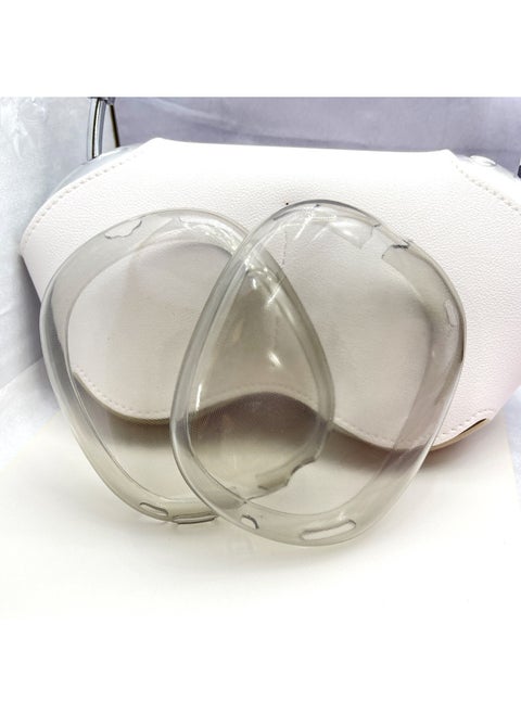 Applicable To Apple Air Pods Max Bluetooth Wireless Headset Transparent Soft Shell Headset Transparent Protective Cover-Color:Gray/Outer Earmuffs-Model:air Pods Max Bag With White Pearl