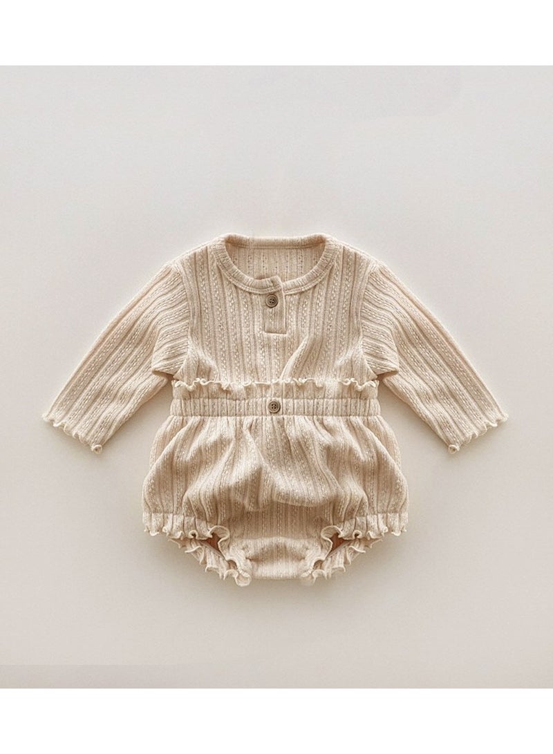 Baby Girl Autumn Knitted Jacquard Long Sleeve T-shirt + Triangle Pants Set - Image 1