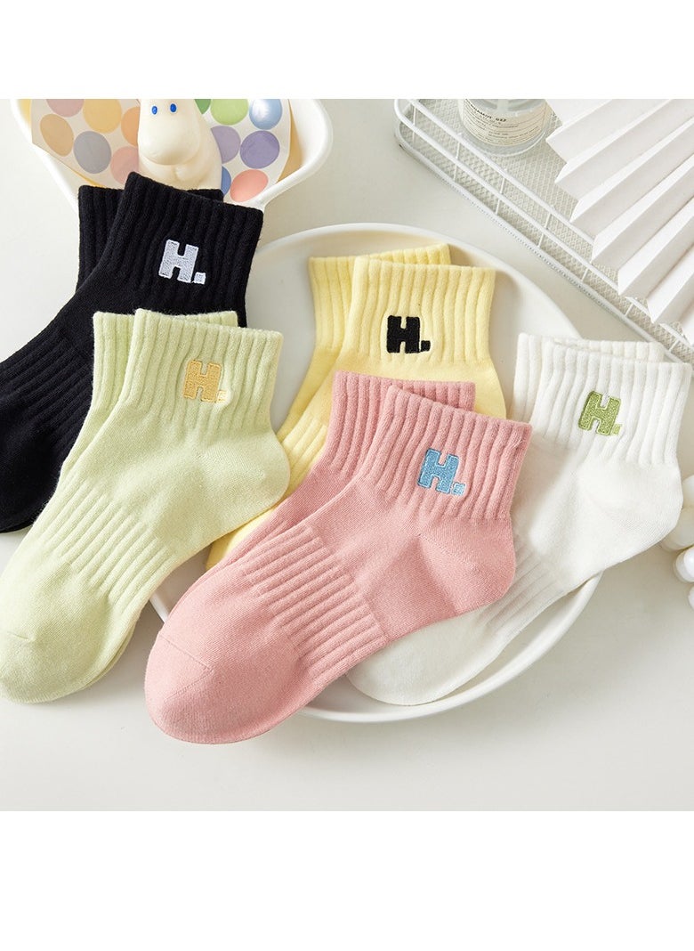Generic - Women Absorb Sweat and Deodorize Socks 5 Pairs High Quality Socks One Size Fits All - Image 1