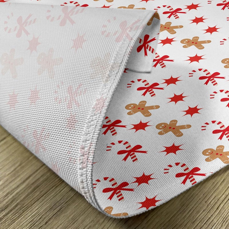 Ambesonne Gingerbread Man Place Mats Set of 8 Candy Cane Bowties Red Star Christmas Cookie Pattern Washable Fabric Placemats for Dining Table Placemat 8 pcs Sand Brown Orange - Image 5