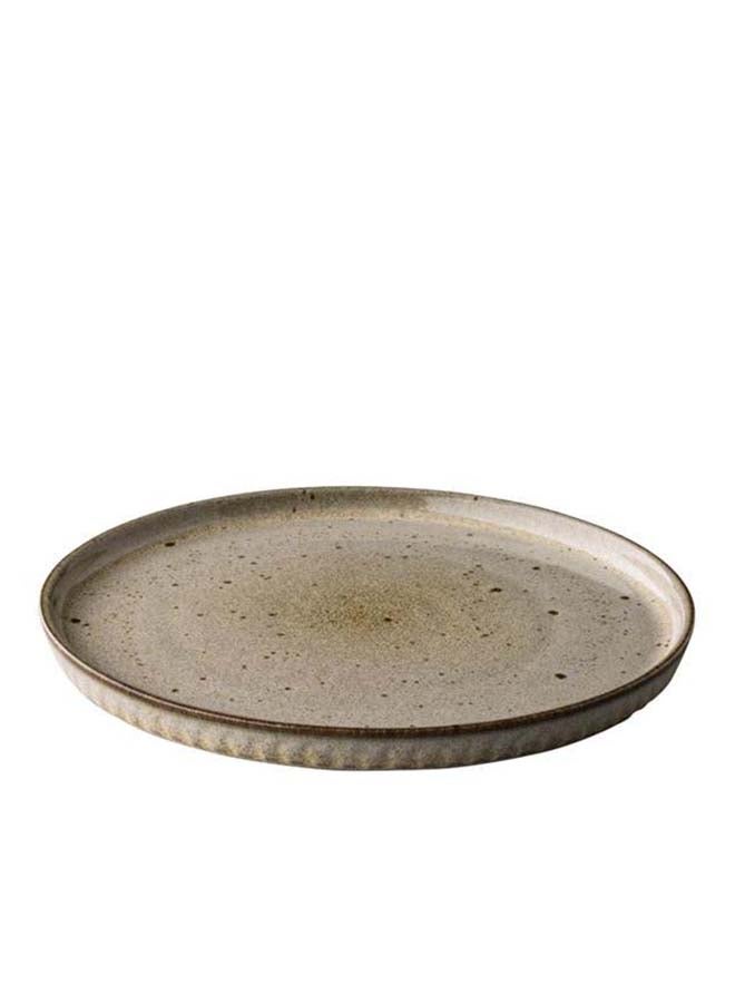 طبق أبيض من الحجر الأصيل بحافة مرتفعة، 26.5 سم