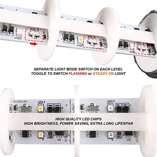 LUBAN 12-24V LED Stack Tower Lights, Industrial Warning Lights, Andon Lights, Column Signal Tower Indicator Lamp Beacon, Continuous/Flashing Light Switchable, 2 Layer (with Buzzer) - Image 3