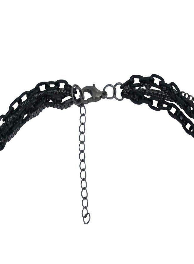 DragonWeave Jewelry Deluxe Gothic Crosses Retro 80 Madonna Multilayer Black & Gunmetal Chain Long Multi Strand Necklace - Image 3