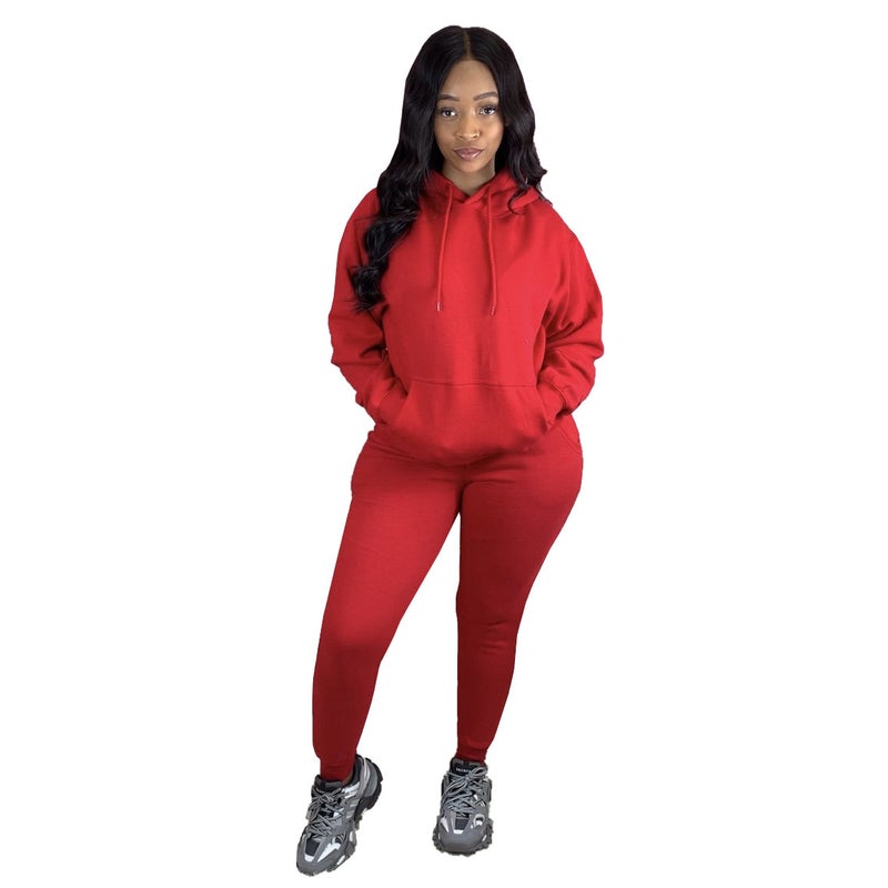 9630# Womens Casual Sweater  Pants Set big red - Image 1