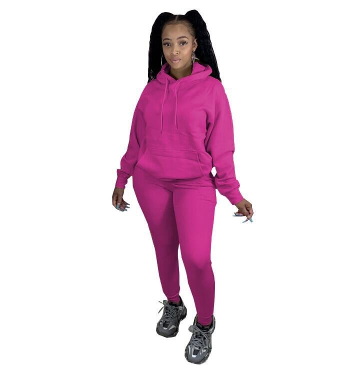 9630# Womens Casual Sweater  Pants Set big red - Image 3