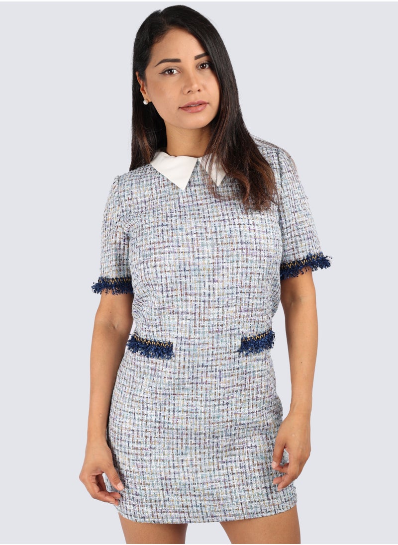 VERO MODA - Women's Collared Neck Rear Zipp Closer Freda Dress in Snow white - Image 1
