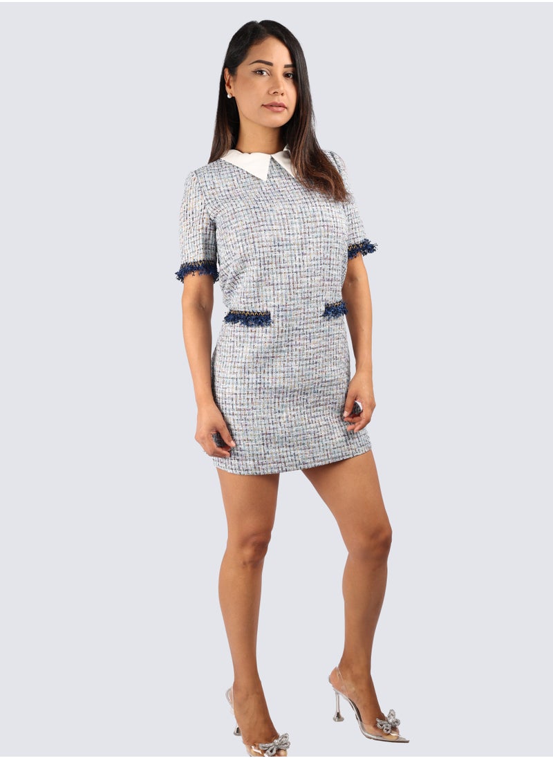 VERO MODA - Women's Collared Neck Rear Zipp Closer Freda Dress in Snow white - Image 1