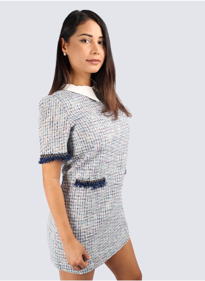 VERO MODA - Women's Collared Neck Rear Zipp Closer Freda Dress in Snow white - Image 1