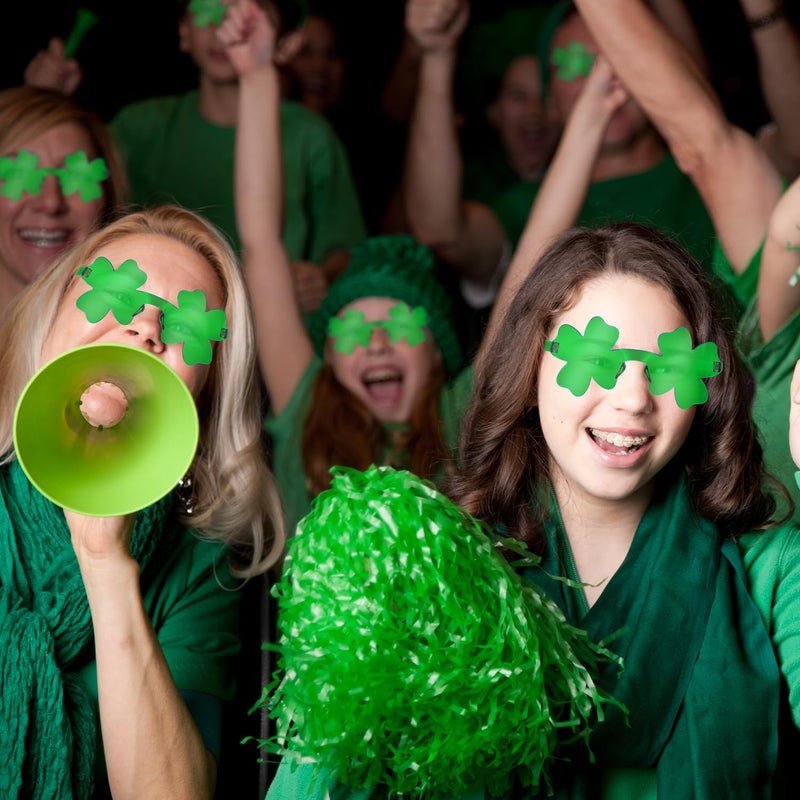 Leetous St Patricks Day Green Shamrock Accessories 12 PCS, Saint Patricks Four Leaf Clover Glasses Party Favor Supplies, Irish One Size Sunglasses Gifts Decoration Stuff Photo Props for Parade Costume Outfit - Image 5
