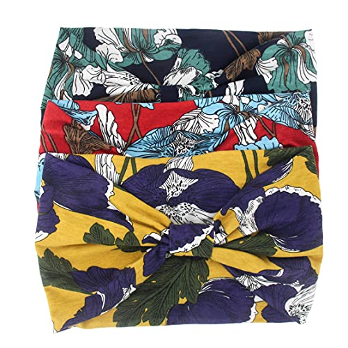 Yeshan Boho Bandeau headbands for Women Wide Bandana Knot Hair Scarf Floral Printed African Hair Bands Elastic Turban Thick Head Wraps Stretch Cotton Head Bands,Pack of 6 - Image 4